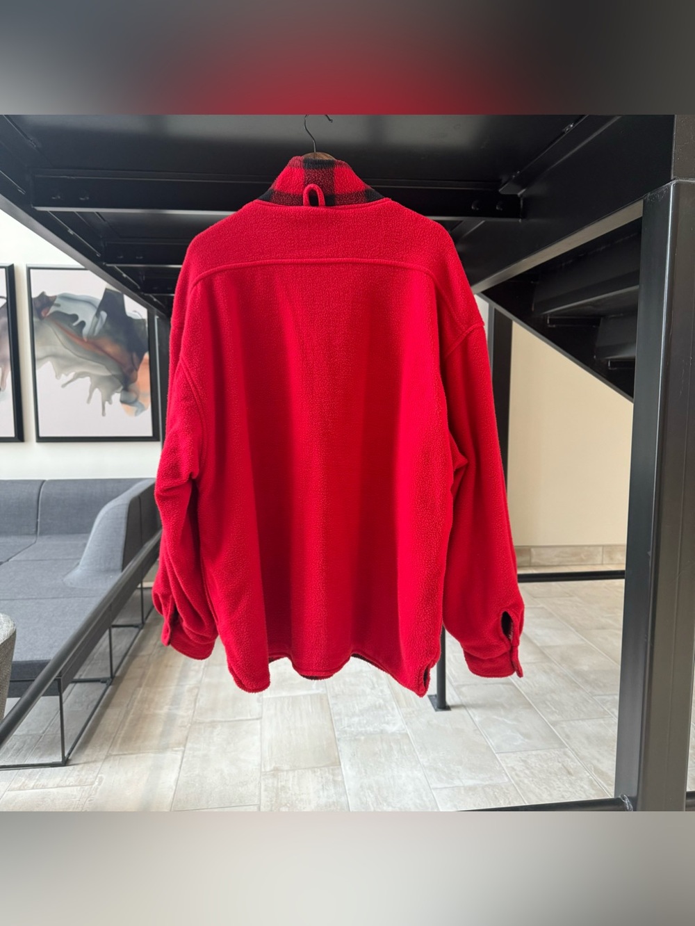Vintage Marlboro Red Half-Zip Fleece with Buffalo Plaid Size XXL - Picture 2 of 6